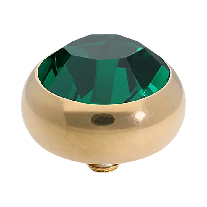QUDO Sesto Gold, QUDO Green and Golden Collection, interchangeable jewelry, gold crystal topper, green crystal jewelry, golden crystal jewelry, QUDO topper, interchangeable ring topper, stackable jewelry, Swarovski crystal jewelry, luxury fashion jewelry, collectible jewelry, boutique jewelry, interchangeable bracelet topper, colorful crystal jewelry, statement jewelry, QUDO jewelry collection