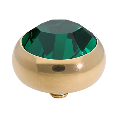 QUDO Sesto Gold, QUDO Green and Golden Collection, interchangeable jewelry, gold crystal topper, green crystal jewelry, golden crystal jewelry, QUDO topper, interchangeable ring topper, stackable jewelry, Swarovski crystal jewelry, luxury fashion jewelry, collectible jewelry, boutique jewelry, interchangeable bracelet topper, colorful crystal jewelry, statement jewelry, QUDO jewelry collection