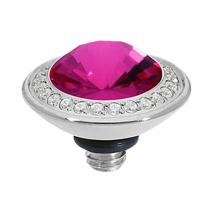 crystal topper, pink crystal jewelry, QUDO topper, interchangeable ring topper, stackable jewelry, Swarovski crystal jewelry, silver and pink jewelry, luxury fashion jewelry, boutique jewelry, collectible jewelry, feminine jewelry, QUDO jewelry collection, interchangeable bracelet topper, crystal statement jewelry