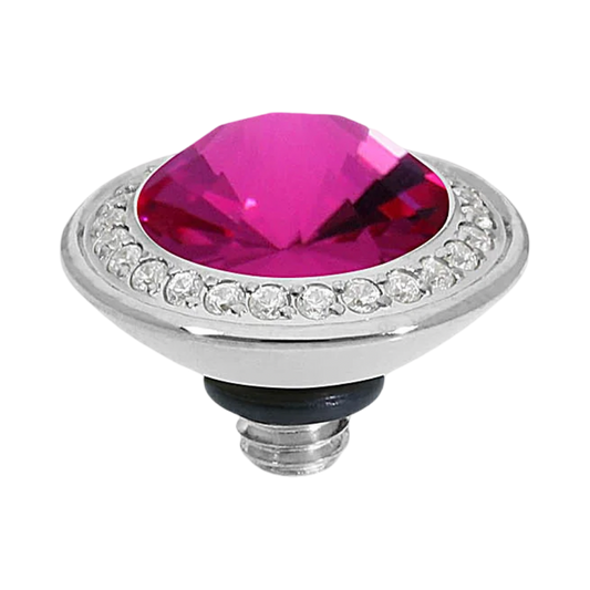 crystal topper, pink crystal jewelry, QUDO topper, interchangeable ring topper, stackable jewelry, Swarovski crystal jewelry, silver and pink jewelry, luxury fashion jewelry, boutique jewelry, collectible jewelry, feminine jewelry, QUDO jewelry collection, interchangeable bracelet topper, crystal statement jewelry