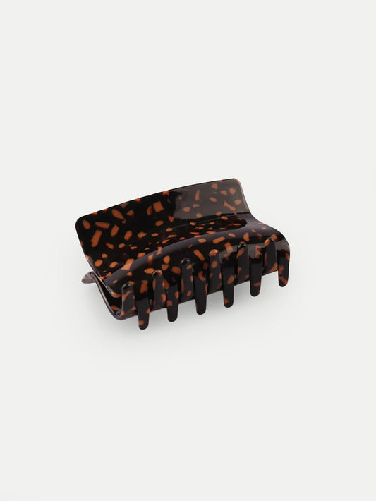 Rectangle Eco Hair Claw | Black Coffee Spot-Image 1