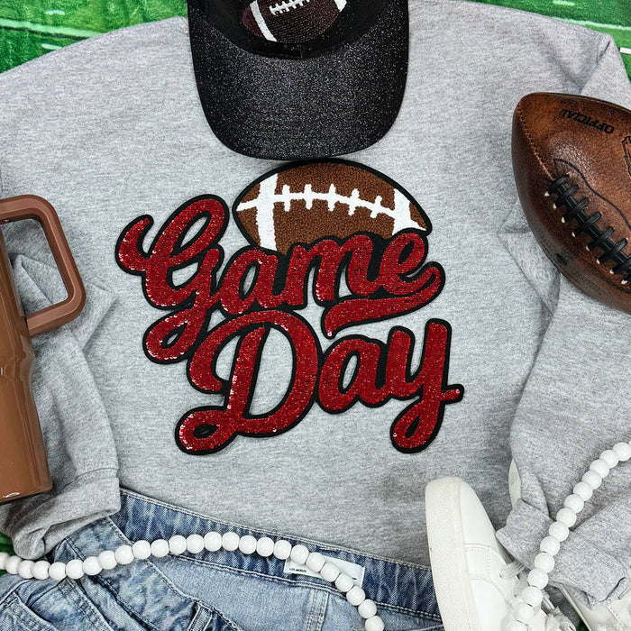 Red Sequin Football Game Day Patch