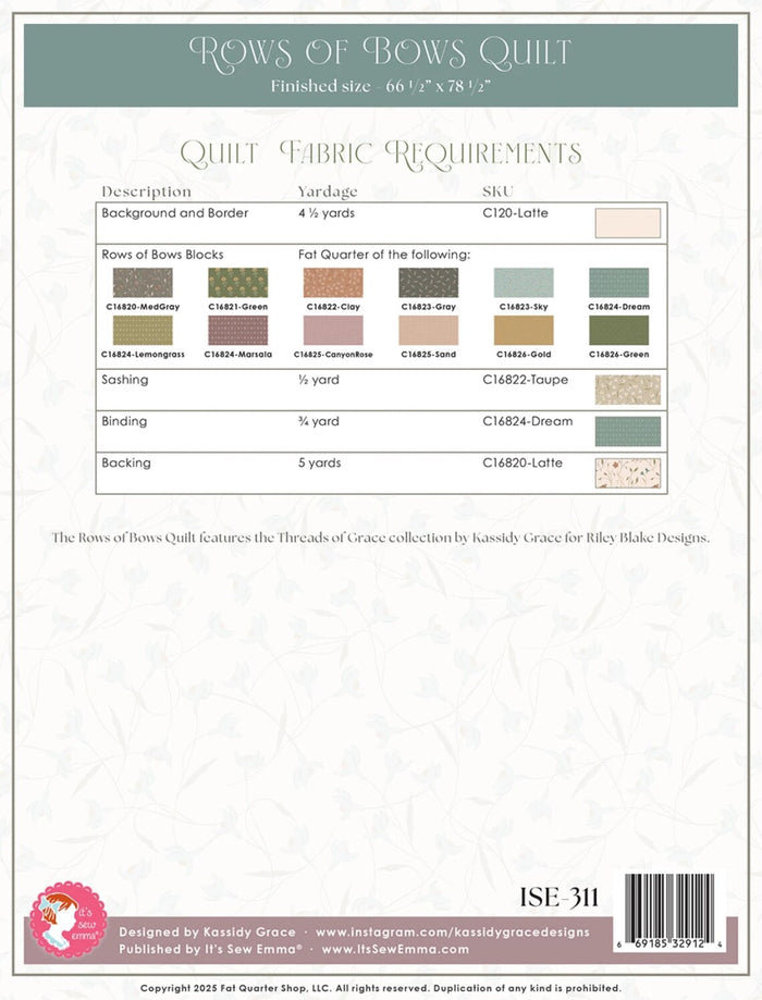 Rows of Bows Quilt Pattern