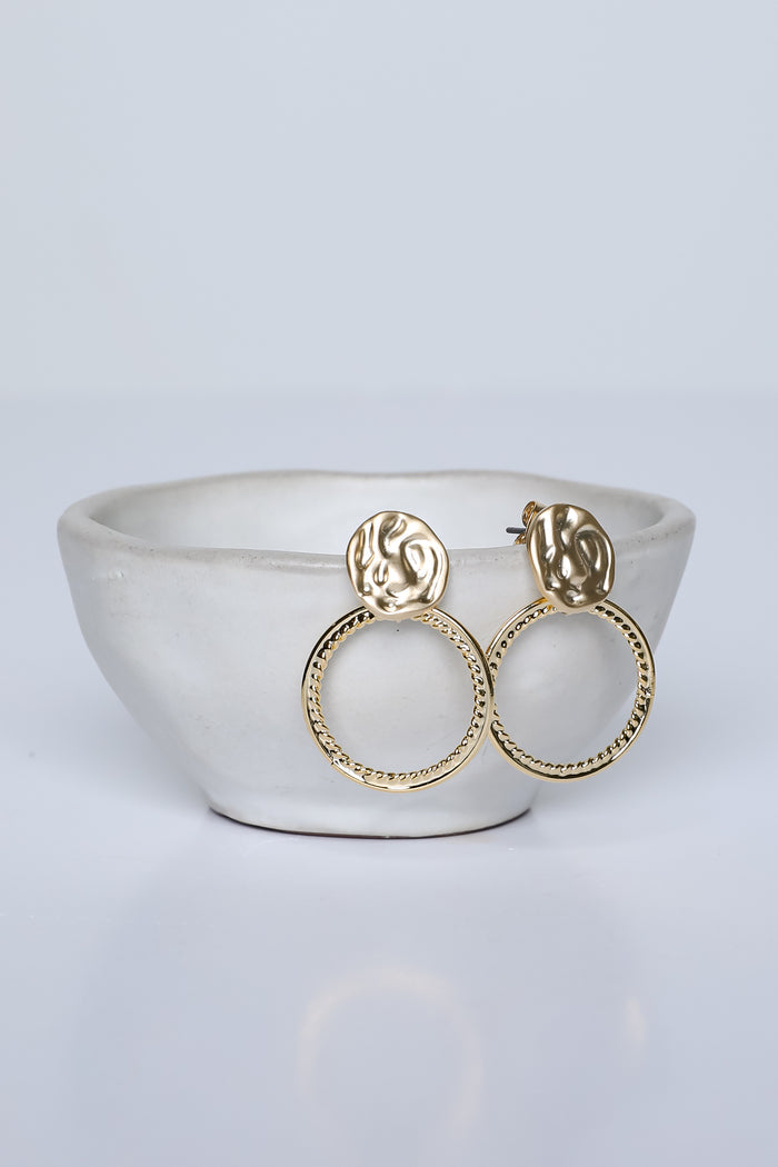 Ruby Gold Circle Drop Earrings