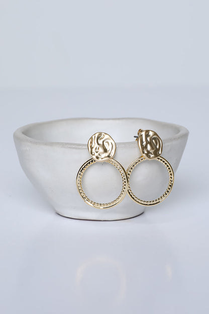 Ruby Gold Circle Drop Earrings