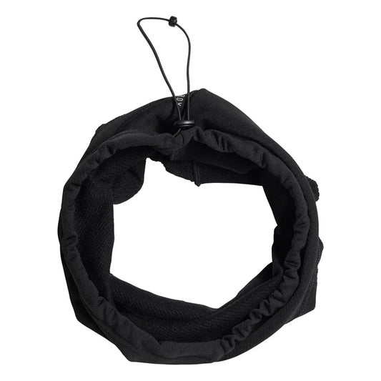 Black Adidas running training neck warmer, a comfortable scarf for outdoor exercise, made for warmth and breathability.
