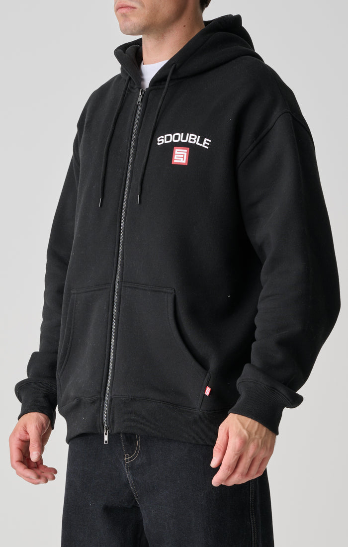 S-Double - Cities Zip Thru Hooded Fleece - Black