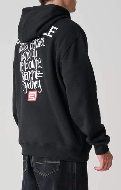 S-Double - Cities Zip Thru Hooded Fleece - Black