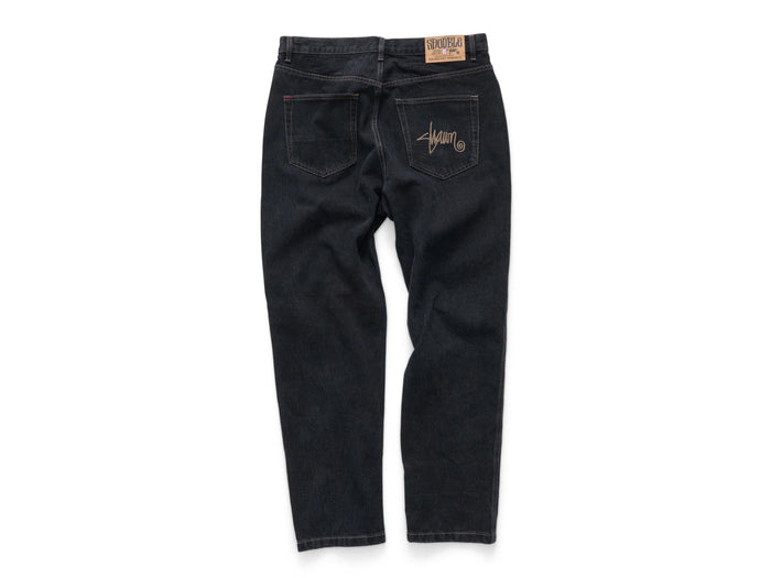 S-Double - Emb Denim Standard Jean - Faded Black