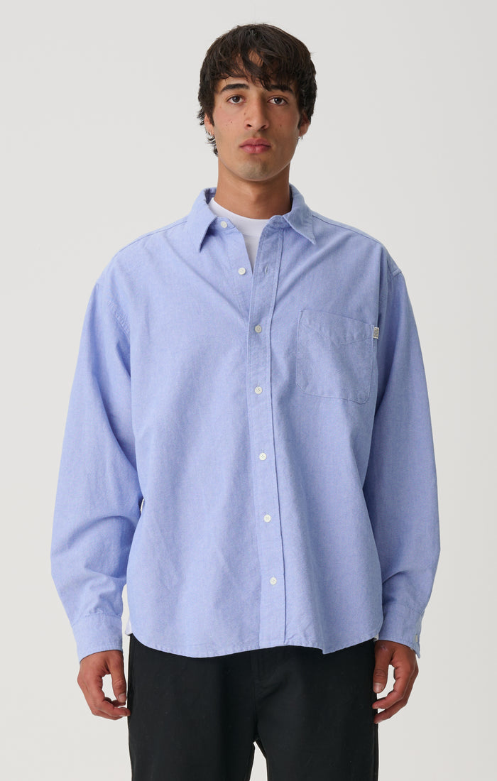 S-Double - Oxford Classic Long Sleeve Shirt - Medium Blue