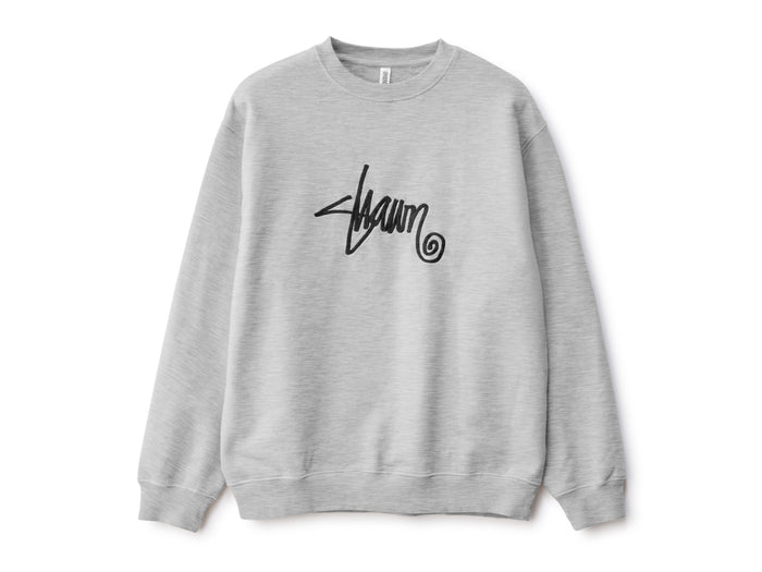 S-Double - Shawn Script Embroidered Crew Fleece - Grey Heather