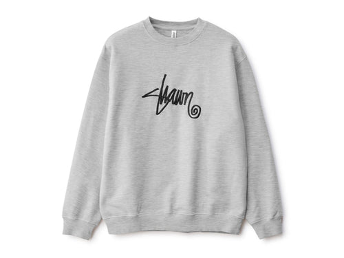 S-Double - Shawn Script Embroidered Crew Fleece - Grey Heather