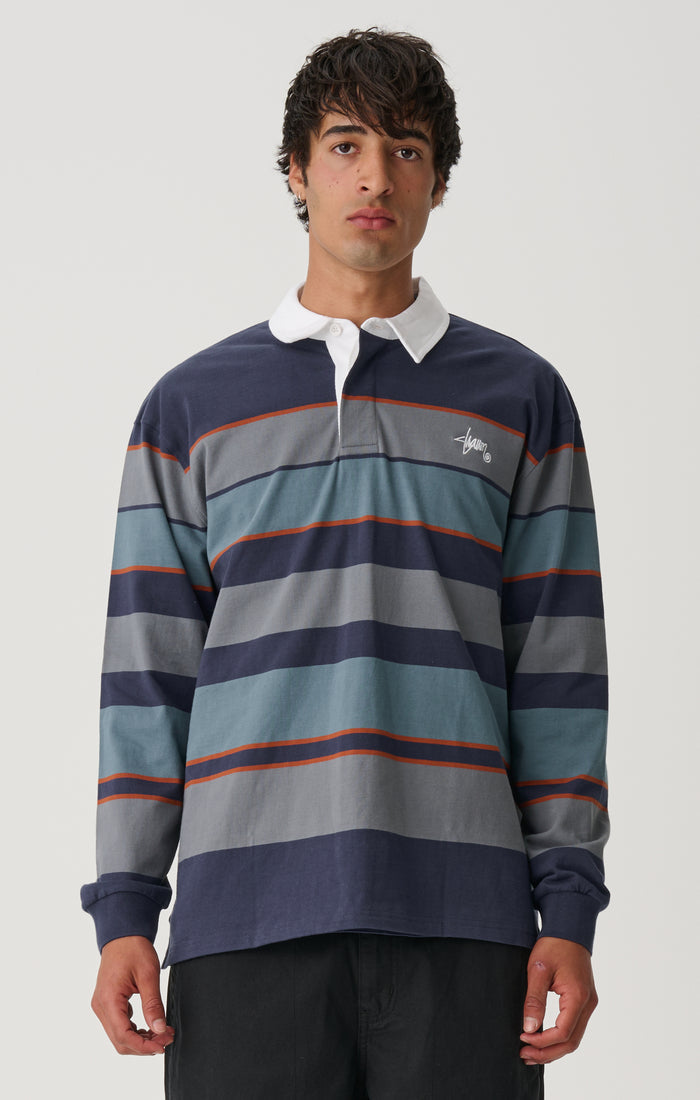 S-Double - Variagated Stripe Rugby - Navy
