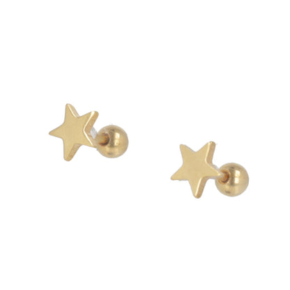 Star Screw On Stud Earrings - Gold Plated