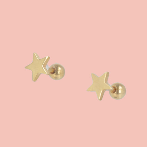 Star Screw On Stud Earrings - Gold Plated