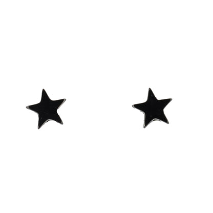 Star Screw On Stud Earrings - Black