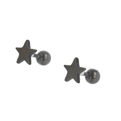 Star Screw On Stud Earrings - Black