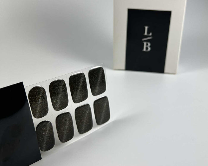 Semi-cured Gel Nail Wraps - Black Velvet Cats Eye