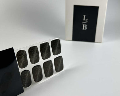 Semi-cured Gel Nail Wraps - Black Velvet Cats Eye