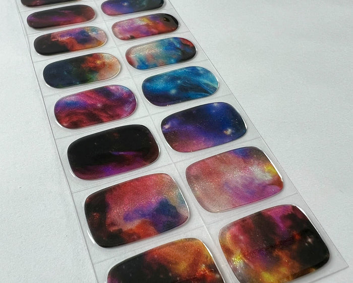 Cosmic Chic gel nail wraps, angled close-up