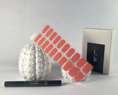 Desert Flower semi-cured gel nail wraps on a nail mock-up