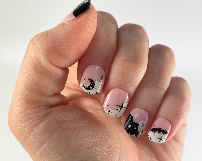 Halloween Glow semi-cured gel nail wraps, close-up