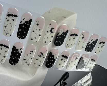 Halloween Glow gel nail wrap strip close-up