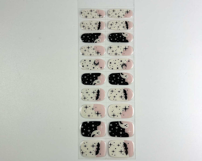 Halloween Glow gel nail wrap strip close-up, further view