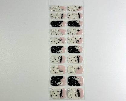 Halloween Glow gel nail wrap strip close-up, further view