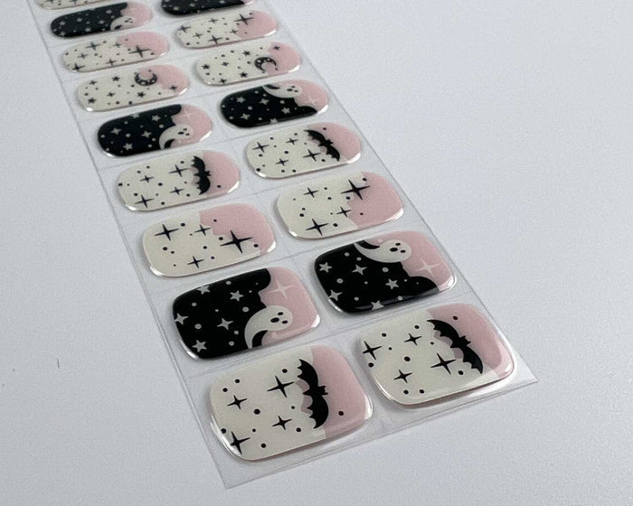 Halloween Glow gel nail wrap strip close-up, glow detail