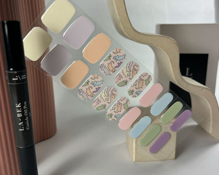 Kitty Kandy semi-cured gel nail wraps on a nail mock-up