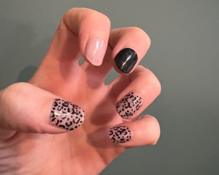 Midnight Meow semi-cured gel nail wraps, close-up