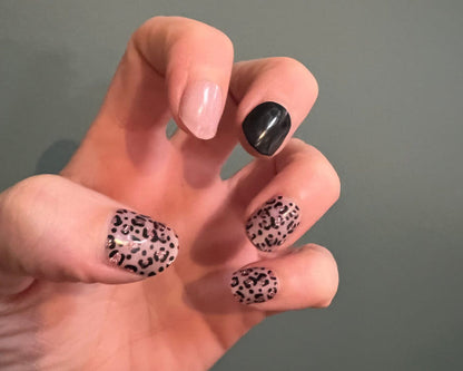 Midnight Meow semi-cured gel nail wraps, close-up