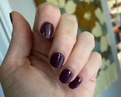 Mystic Plum semi-cured gel nail wraps, close-up
