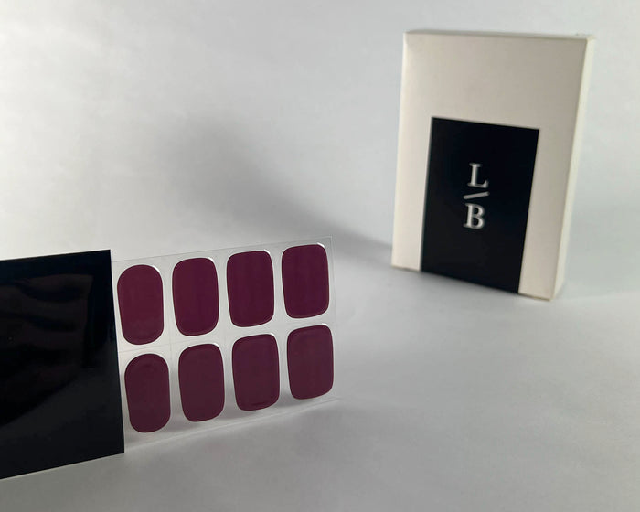Mystic Plum gel wrap strip on black background