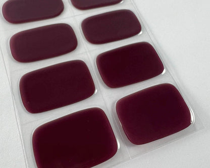 Mystic Plum gel nail wraps, angled close-up