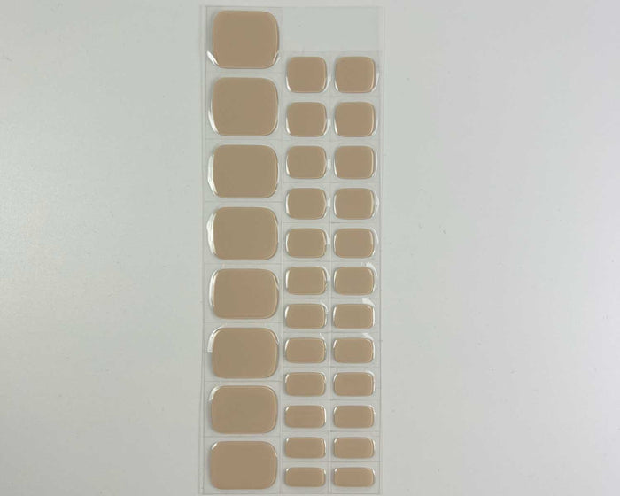 Oat Latte gel nail toe wrap strip close-up, alternate view
