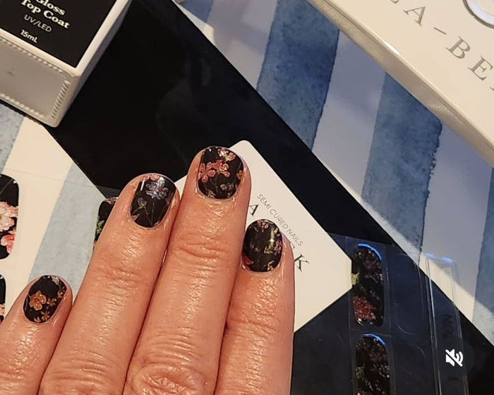Secret Garden semi-cured gel nail wraps, close-up