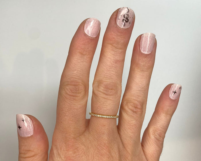 Snake Charmer semi-cured gel nail wraps, close-up