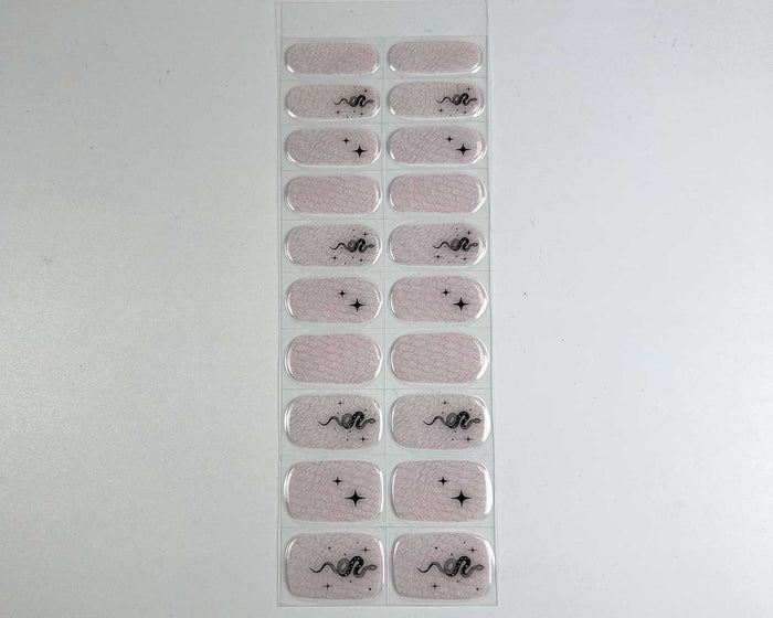 Snake Charmer gel nail wrap strip close-up, alternate view