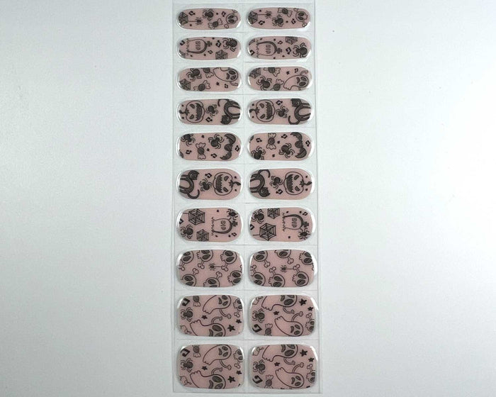 Spooky Sketches gel nail wrap strip close-up, alternate view