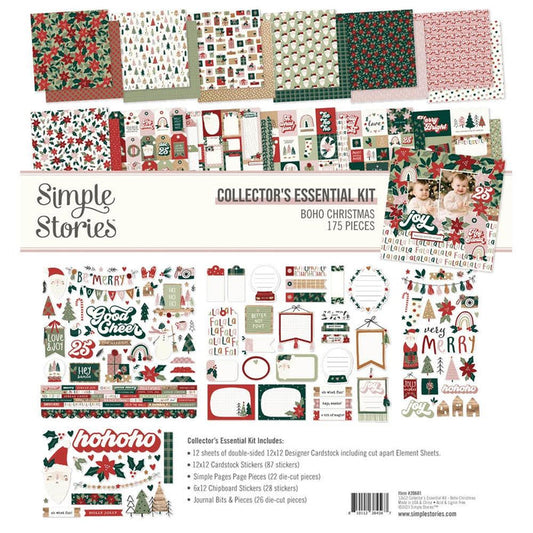 Simple Stories - Collector's Essential Kit 12"X12" - Boho Christmas. Start your project off right with the perfect paper for scrapbook pages, greeting cards, bookmarks, gift cards, mixed media and much more! Available at Embellish Away located in Bowmanville Ontario Canada.