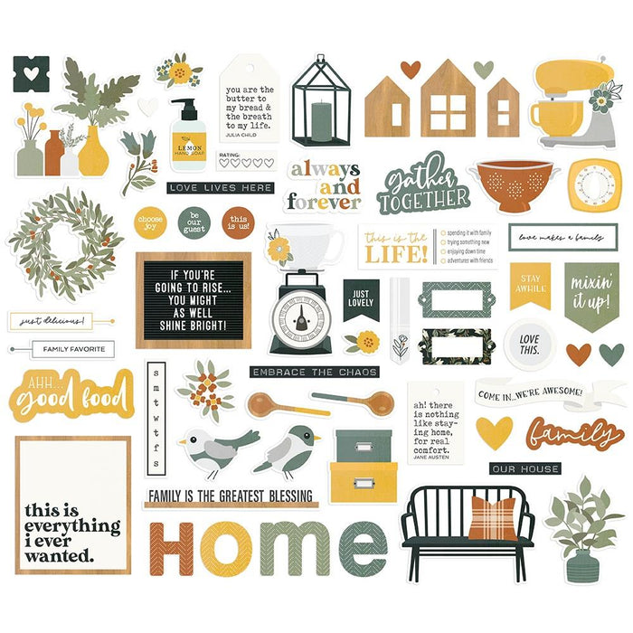 Simple Stories - Hearth & Home - Bits & Pieces Die-Cuts - 62/Pkg - Hearth & Home. This package includes 62 Die Cut Cardstock Pieces. Made in USA. Available at Embellish Away located in Bowmanville Ontario Canada.