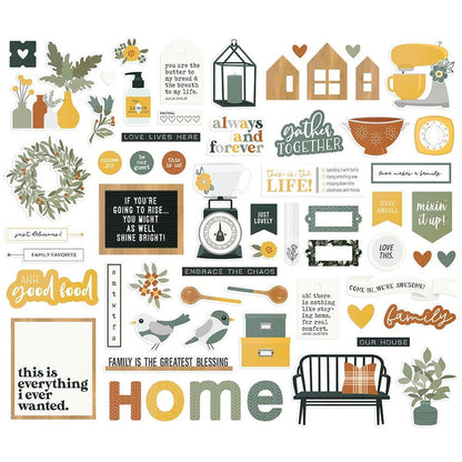 Simple Stories - Hearth & Home - Bits & Pieces Die-Cuts - 62/Pkg - Hearth & Home. This package includes 62 Die Cut Cardstock Pieces. Made in USA. Available at Embellish Away located in Bowmanville Ontario Canada.