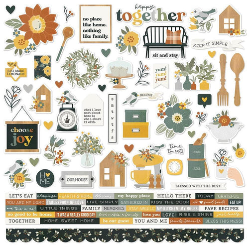Simple Stories - Hearth & Home - Cardstock Stickers 12"X12" - Combo. This Sticker Sheet contains 100 stickers. Made in USA. Available at Embellish Away located in Bowmanville Ontario Canada.