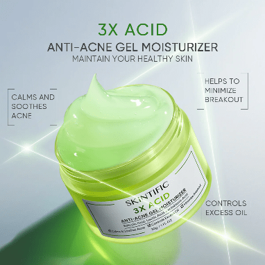 Skintific 3X Acid Anti - Acne Gel Moisturizer 30g. سكينتفيك 3X حمض مضاد لحب الشباب جل مرطب - Princess Cosmetics Qatar