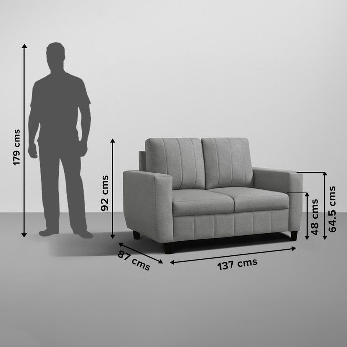 Sofa|Bae|2|Seater|Sofa|Fabric|Stone|Grey