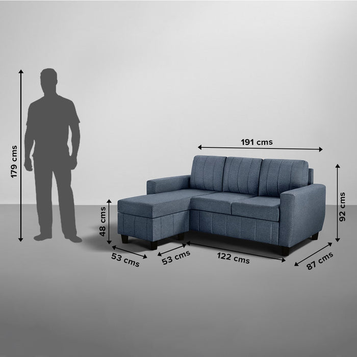 Sofa|Bae|4|Seater|Interchangeable|L|Shape|Sofa|Set|Fabric|Ocean|Blue