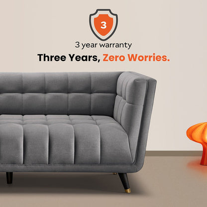 Sofa|BITE|3|Seater|Fabric|Gunmetal|Grey