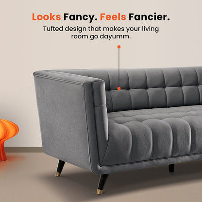Sofa|BITE|3|Seater|Fabric|Gunmetal|Grey